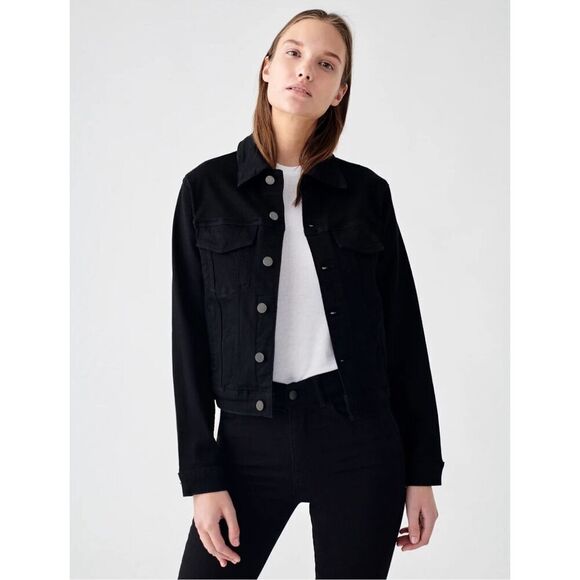 DL1961 Black Denim Jane Jacket Slim Jean Cropped Size Small